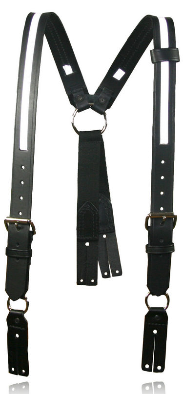 Firefighter's Leather Suspenders w/ Reflective (Brown) - 9175R-BR