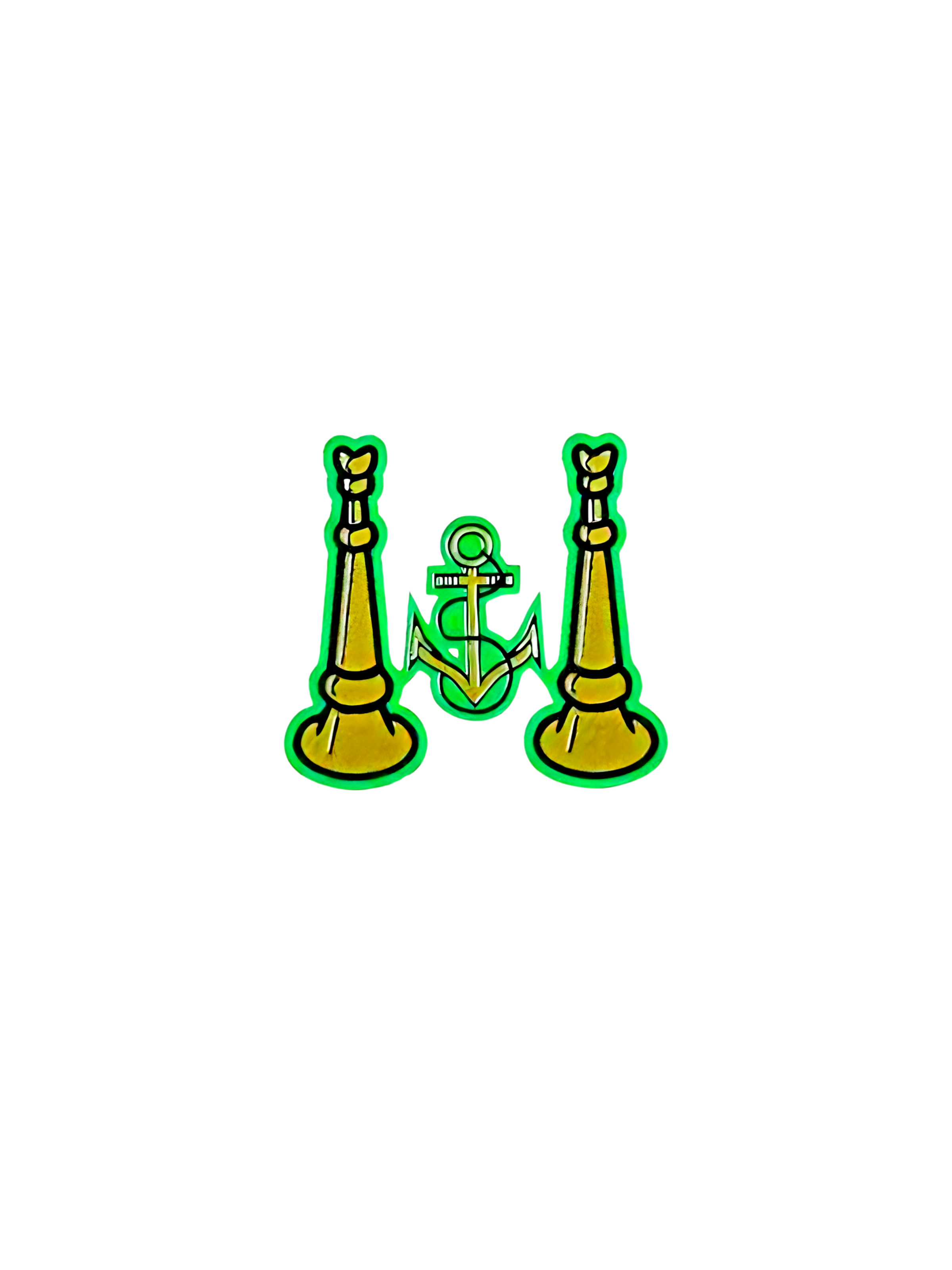 Side by Side Bugles w/ Anchor Decal - D154