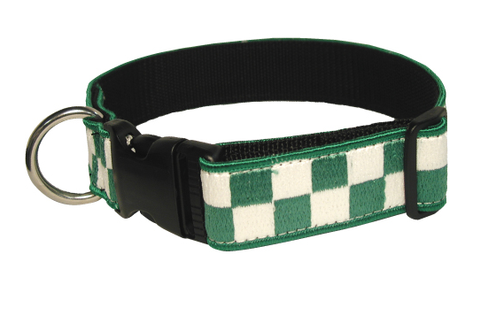 1-1/2" Decorative Embroidered Police K-9 Collar - Green/White - 8152-5