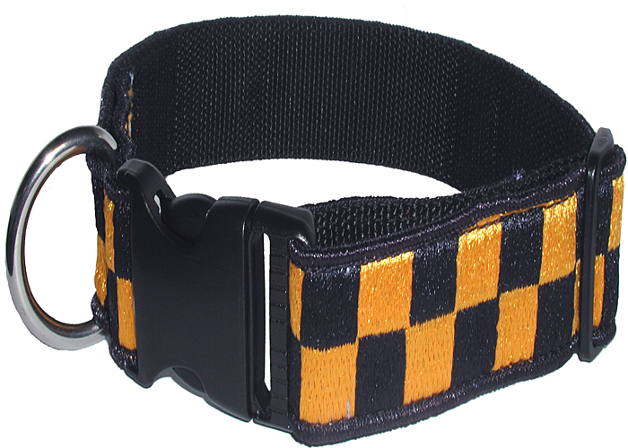 1-1/2" Decorative Embroidered Police K-9 Collar - Blue/Gold - 8154-5