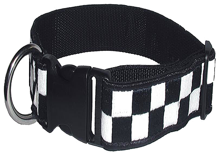 1-1/2" Decorative Embroidered Police K-9 Collar - Navy/White - 8155-5