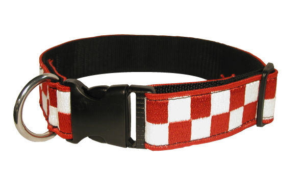 1-1/2" Decorative Embroidered Police K-9 Collar - Red/White - 8159-5