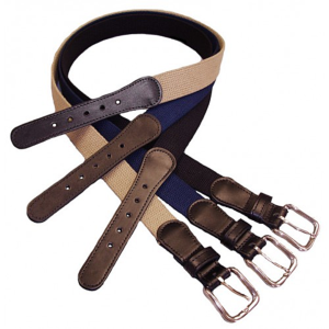 1 1/4" Leather Tipped Web Belt - Navy - Plain - 6270-N-P