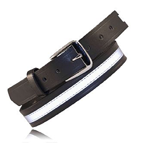 Boston Leather 1-1/4" Specialty Leather Belt w/ Reflective Ribbon - 6580R