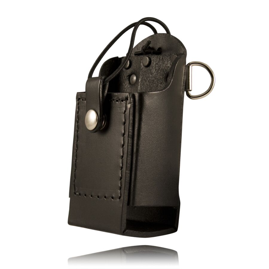 Full Leather Case Firefighter's Radio Holder w/ D-Rings & Elastic Strap (Brown) - 5481RC-E-BR Boston Leather 2