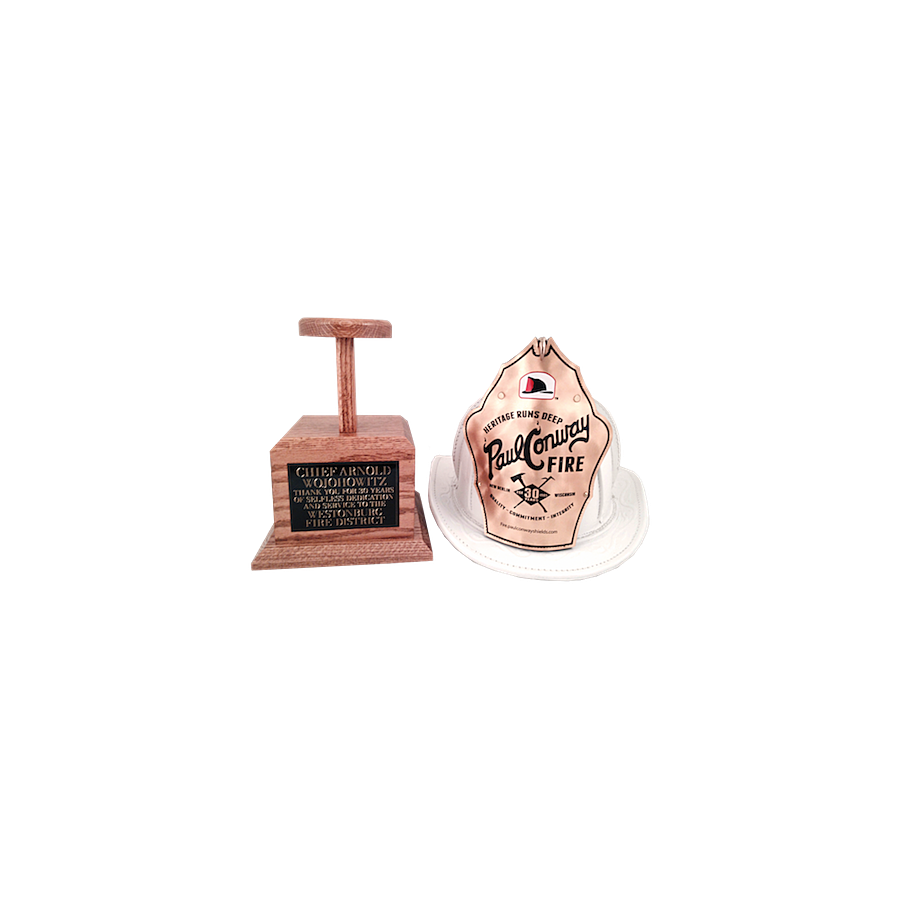 Helmet Stand Display w/ Plaque Conway Shield 2
