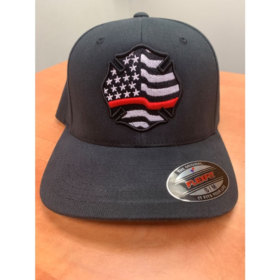 FlexFit Hat w/ American Flag and Red Line - HAT-REDLINE FlexFit 1
