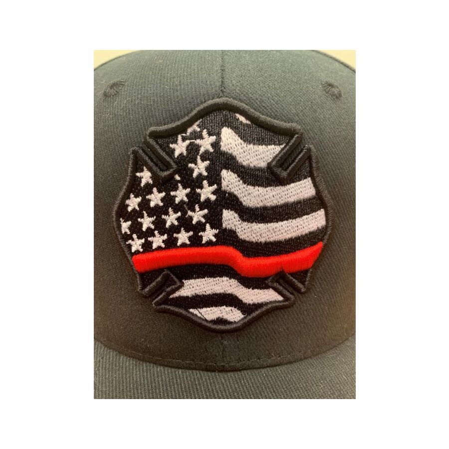 FlexFit Hat w/ American Flag and Red Line - HAT-REDLINE FlexFit 2