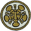 Five Crossed Bugles Decal - 2, 1.5, or 1 Inch Diameter Conway Shield 1