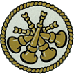 Four Crossed Bugles Decal - 2, 1.5, or 1 Inch Diameter Conway Shield 2