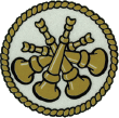 Four Crossed Bugles Decal - 2, 1.5, or 1 Inch Diameter